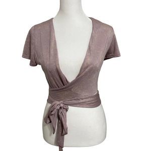 'Hallelu' Cropped Wrap Around Top -- Size Medium